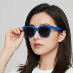 a woman, 3 0 years old, wearing blue sunglasses