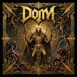 iconic melodic death metal album cover artwork, in style of Doom, in style of Midjourney, insanely detailed and intricate, golden ratio, elegant, ornate, unfathomable horror, elite, ominous, haunting, matte painting, cinematic, cgsociety, Andreas Marschall, James jean, Noah Bradley, Darius Zawadzki, vivid and vibrant
