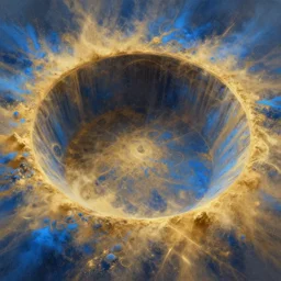 highly detailed portrait of a semicircular bounded space surrounded by golden and blue magic powder, ultra wide angle, finer details : 3, by ian fisher and greg rutkowski, trending on artstation, concept art, smooth, sharp focus, illustration.