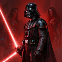 darth vader from sideview with large shoulders, armor, dark realistic proportions concept art, detailed art realistic no lightsaber, horror monet, red, ethereal horror fantasy art by greg rutkowski and magali villanueve and monet con