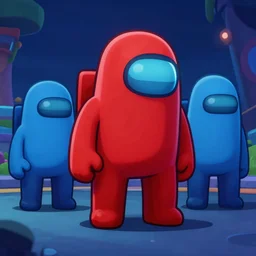 red among us imposter crew mate from the video game among us, in fortnite, dramatic, betrayal