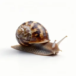 spotted snail, clean 3d render, full body, isolated on a pure white background, centered, entire subject in frame, sharp focus, soft studio lighting