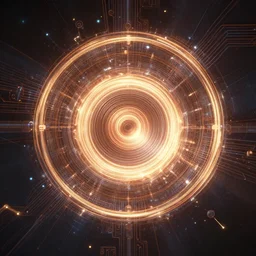 horizontal centered electron tube with concentric rings around it, glowing, fantasy, networking, camera shutter iris, singularity, circuitry, explosion, dramatic, intricate, elegant, highly detailed, digital painting, network, artstation, concept art, smooth, sharp focus, illustration, octane render
