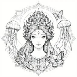 goddess portrait, jellyfish phoenix dragon, butterfly squid, burning halo mandala ornament, intricate artwork by Tooth Wu and wlop and beeple, greg rutkowski, very coherent symmetrical artwork, cinematic, hyper realism, high detail, octane render, unreal engine, 8k, Vibrant colors, Smooth gradients, High contrast, depth of field