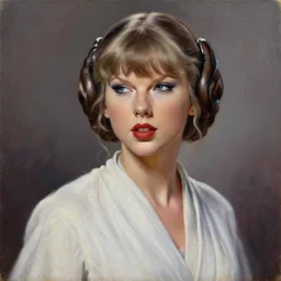Taylor Swift as Princess Leia in Star Wars, oil on canvas, intricate, portrait, 8k highly professionally detailed, HDR, CGsociety, in the style of the Brothers Hildebrandt