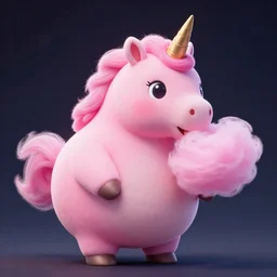 a giant pink fat unicorn eating jupiter like cotton candy, digital art, highly detailed