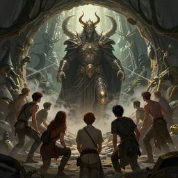 a group of friends stumble upon a portal to another world and must help the inhabitants defeat a tyrannical ruler, concept art, trending on artstation