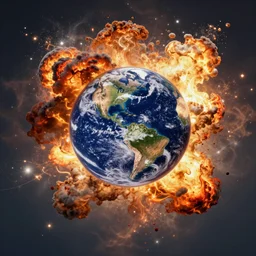 planet earth exploding