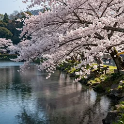 湖 を 見 下 ろす 桜