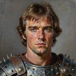 portrait of young 1 9 7 0 s jack nicholson as a scheming cunning warlord character ( spiked scrap metal armor ) in mad max 2 : the road warrior, film still, detailed realism face in painting, detailed beautiful portrait, oil painting masterpiece, 8 k resolution, smooth, sharp focus, trending on artstation, by rembrandt