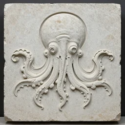 limestone panel with Cthulhu, clean, texture, photorealistic, scenic