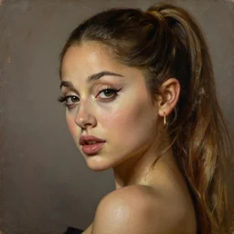 portrait of ariana grande, painting by jan matejko, soft lighting, classical art, oil on canvas, wet - on - wet technique, beautiful, highly realistic, expressive emotions, intricate textures, illusionistic detail,