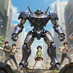 six meters tall mech fighting in an urban environment, mechanized warfare, hyperrealistic, cinematic, by weta digital, epic action pose, gaudi, behance hd by jesper ejsing, by rhads, makoto shinkai and lois van baarle, ilya kuvshinov