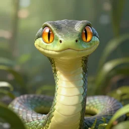 a humanoid figure snake monster with large amber eyes, highly detailed, digital art, sharp focus, trending on art station, plant, anime art style