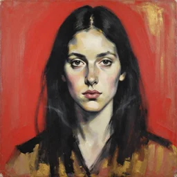 black red gilded ink smoke portrait, by Jenny Saville and WLOP, painterly brush strokes, oil on canvas
