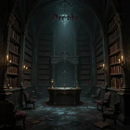 dark sinister vampire lair interior by Lee Madgwick, library, adventure game, inspired by Diablo concept art