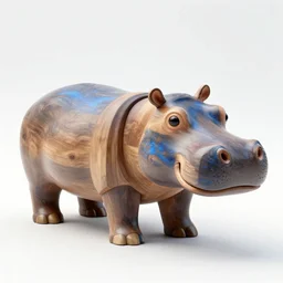 a photo of a hippo made of repurposed elm wood and blue epoxy resin, zeiss 1 5 0 mm f 2. 8 hasselblad, award - winning photo