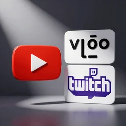 YouTube and Twitch logos boxing