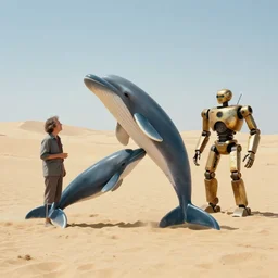 🐋 as 🐘 as 🤖 as 👽 as 🐳, desert, photography by kim jung gi, isaac asimov and marc simonetti