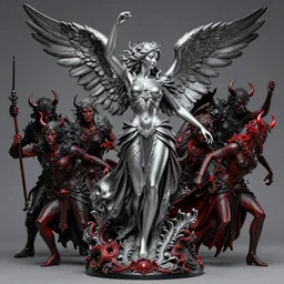 high intricate porcelain baroque stunning woman angelic warrior fighting pose the army of the demon lord, 8 k, hyperrealistic hyperdetailed silver black and red maria panfilova, andrea savchenko, sensual mike kime, ludovic plouffe, qi sheng luo, oliver cook, trending on artstation