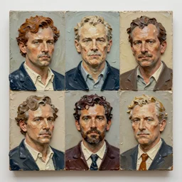 oil paint impasto reliefs of famous people