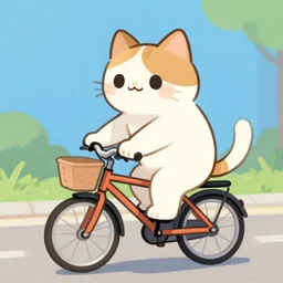 Expressive painting of cute cat riding a bicycle, digital art by Krenz Cushart, trending on artstation