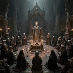 hyper-detailed photo of a sacred undead ceremony, 8k, ultra detail, hyperrealism, science-fantasy, concept art, cinematic accent lighting, photographic, Zdzislaw Beksinski, Alexander Fedosov, Dan Mumford, soft light, divine proportion, hyper-detailed