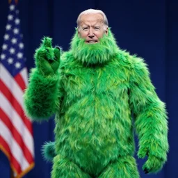 joe biden as the jolly green giant mascot character,