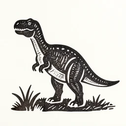 linocut of a dinosaur