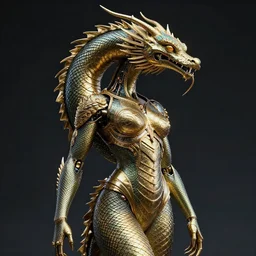 cyborg naga, wearing nothing above the waist