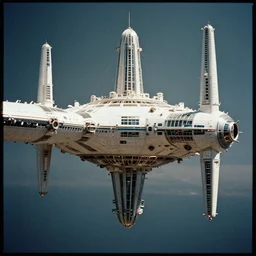 A beautiful hyper realistic detailed concept art of art deco space station, center framing, soft focus, natural lighting, f2, 50mm, hasselblad, film grain, light leaks