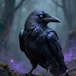 A portrait of an undead zombie crow, UHD, 4K, Tyler Jacobson, fantasy, DnD, magical particles, magical, digital art