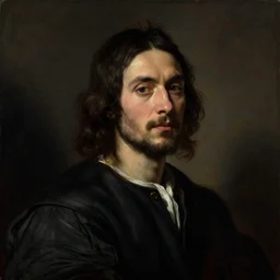 a portrait of midjourney by stablediffusion, masterpiece, dramatic lighting, painting by caravaggio and ruan jia and daytoner