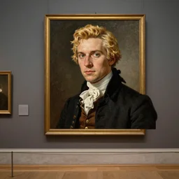 museum painting, wide - shot, photo of young yves saint - laurent in the age of 1 7, blond hair, dressed in 1 8 th century, sharp focus, highly detailed, digital art, oil painting, masterpiece, artgerm, rutkowski, mucha, leyendecker, kinkade