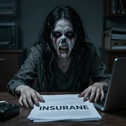 horrifying subliminal advertising for insurance. veiled existential threats