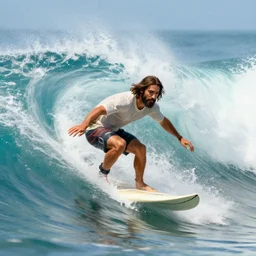 jesus surfing the vibe wave by mandy jurgens, artstation