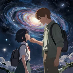 a time traveller teaching her younger self the mysteries of the universe. anime