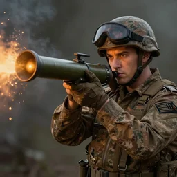 soldier firing a rocket launcher