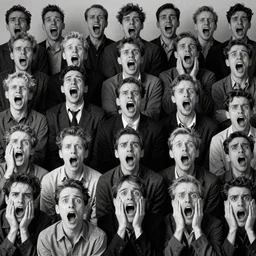 black and white rows of screaming men angst and confusion thomas cooper gotch kathe kollwitz