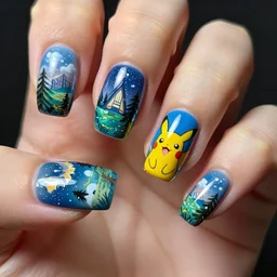 pokemon themed nail art