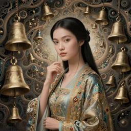 elegant hermit, beauty portrait, ornate robe. fractal bells, intricate environment, art by victo ngai, rossdraws, thomas kinkade, ilya kuvshinov, peter mohrbacher, craig mullins. unreal engine 5, blender, octane, ray tracing, dramatic studio lighting, sharp focus, masterpiece, post processing