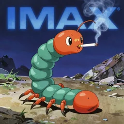 Portrait of a Anthropomorphic centipede smoking a cigarette, Japanese cel animation by Tokyo Movie Shinsha , post-processing , IMAX , vibrant colors , award-winning masterpiece 20 years in the making