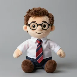 studio photograph of a Stephen Fry plush doll wearing an expensive tie, 8k, detailed, product photography, studio lighting