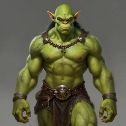 very muscled Amazon green Orc as a ruggedly mean looking heroine, intricate, elegant, highly detailed, centered, digital painting, artstation, concept art, smooth, sharp focus, illustration, art by artgerm and donato giancola and Joseph Christian Leyendecker, WLOP