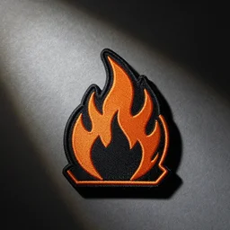 a retro minimalist clean fire flame warning patch