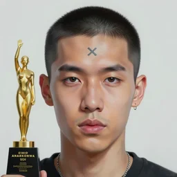 portrait painting of a cyberpunk jackson wang with an x tattooed on his forehead, sharp focus, award - winning, trending on artstation, masterpiece, highly detailed, intricate. art by josan gonzales and moebius and deathburger