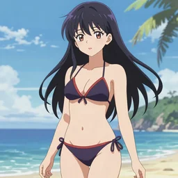 Pretty anime girl wearing a bikini in the style of Artgerm