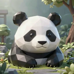 highly detailed vfx logo of panda, geometric polygons, global illumination, detailed and intricate environment by james jean, liam brazier, victo ngai and tristan eaton