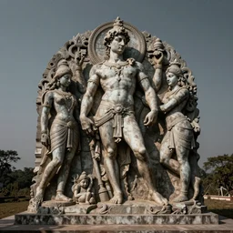 kali yuga sculpture, by ramkinkar baij, michelangelo, nam june paik