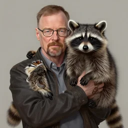 walter white and a raccoon, intricate, highly detailed, digital painting, artstation, concept art, smooth, sharp focus, illustration, unreal engine 5, 8 k, art by artgerm and greg rutkowski and alphonse mucha